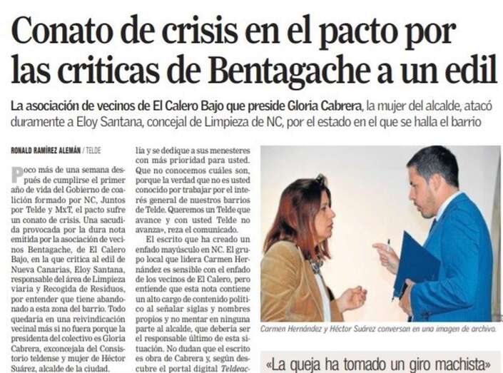 Canarias7 se ha eco del conato de crisis en el Gobierno de Telde (Foto TA)